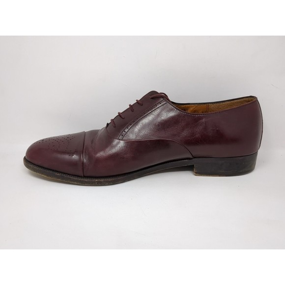 Salvatore Ferragamo Brogue Wingtip Oxford Burgundy Leather Lace Up Shoes 8.5 EE‎ main image 6